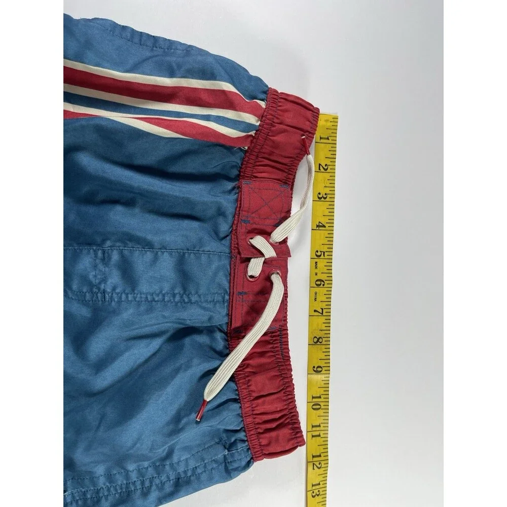 Disney Junk Food Mickey Mouse Swim Trunks Blue Red White Striped Men's Large